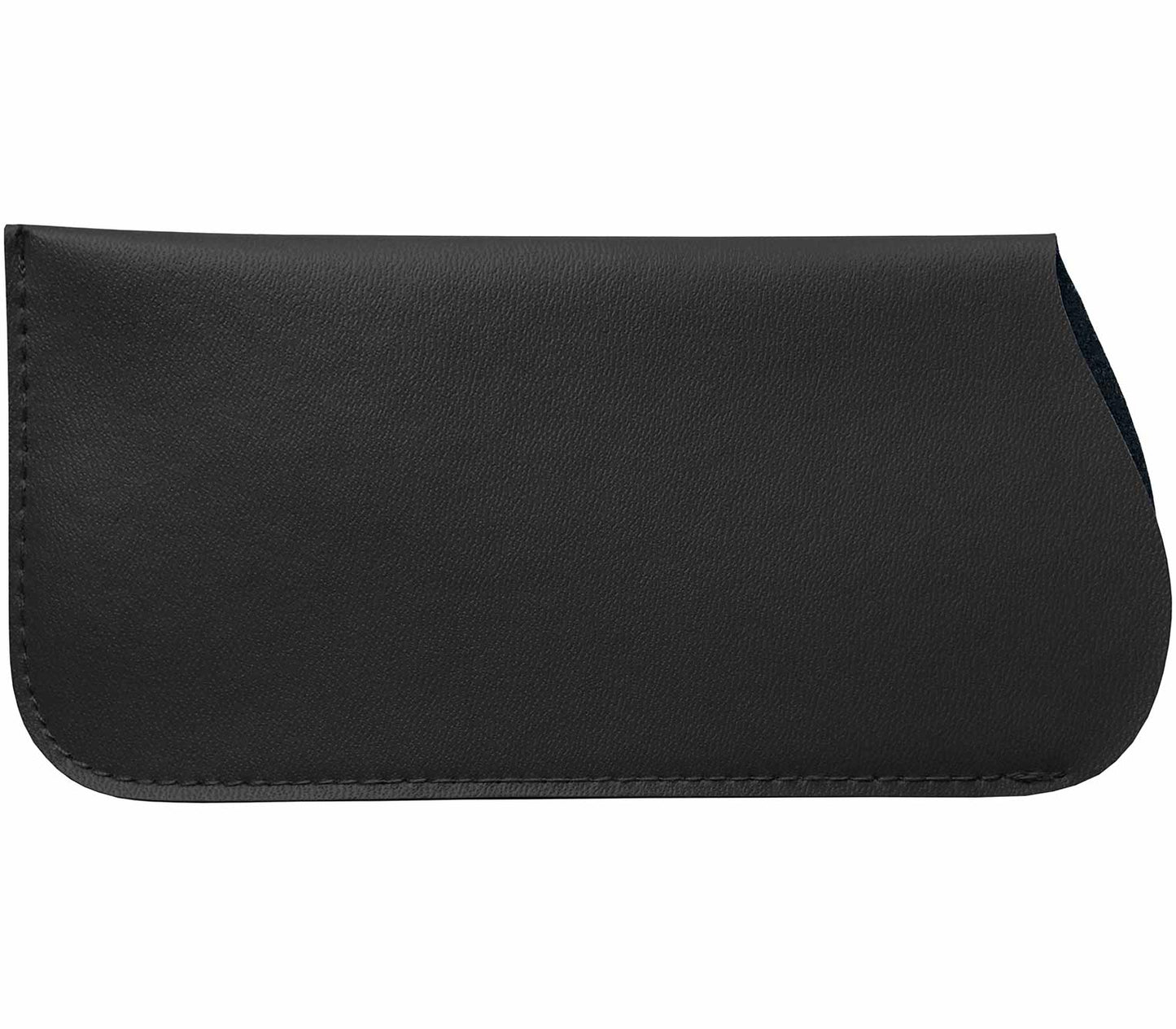 Preston (Black) large faux leather glasses pouch in black with a soft felt interior and stitching detailing.