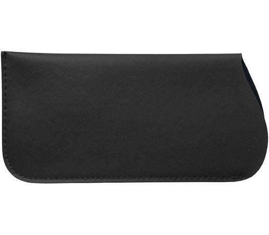 Preston (Black) large faux leather glasses pouch in black with a soft felt interior and stitching detailing.