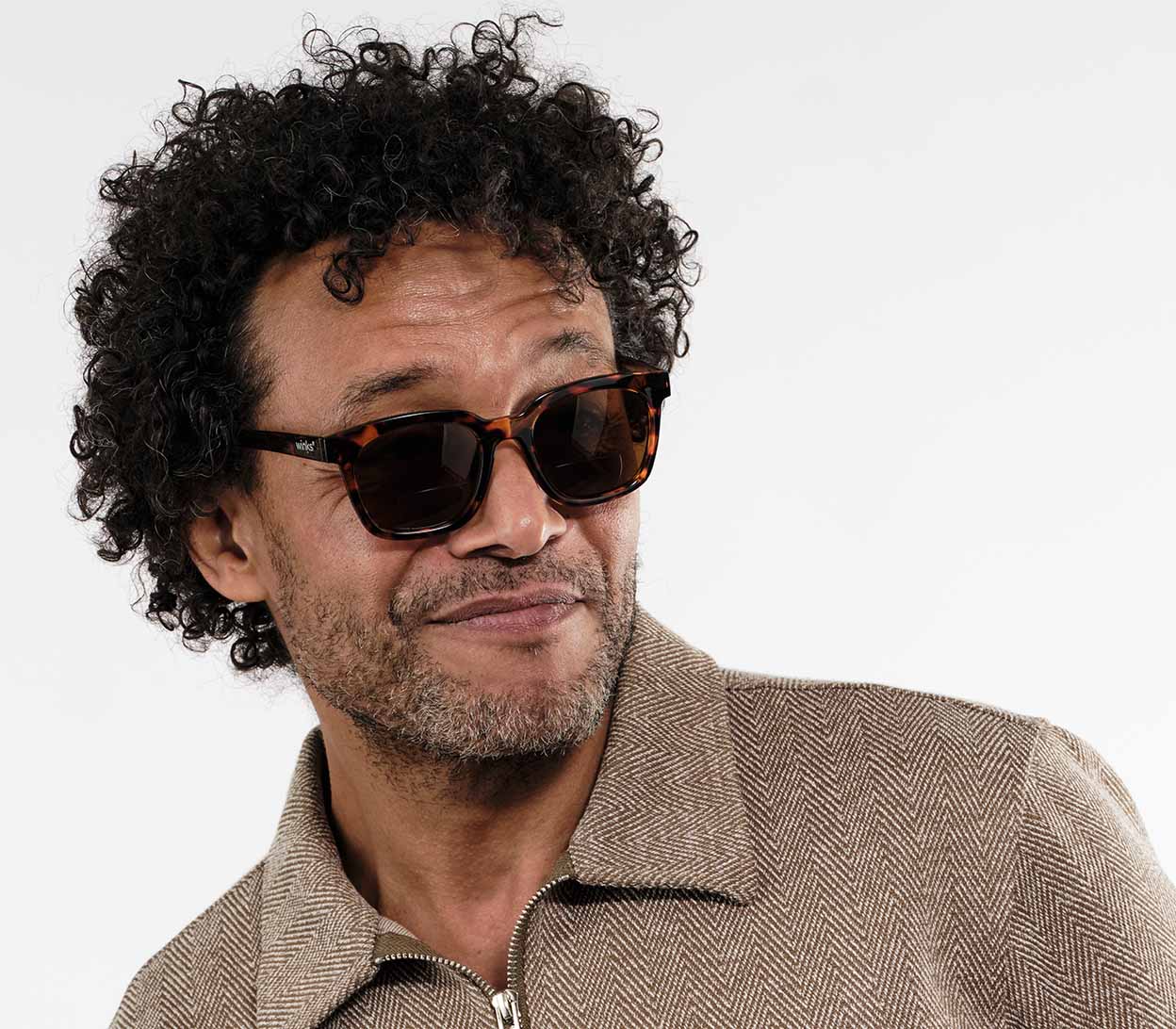 Pisa (Tortoiseshell) large, oversized retro style, bifocal reading sunglasses. Deep tortoiseshell frame and tinted brown lenses. Front view.