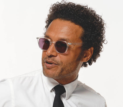 Grey soft felt glasses pouch for Davos (Clear) reading sunglasses.