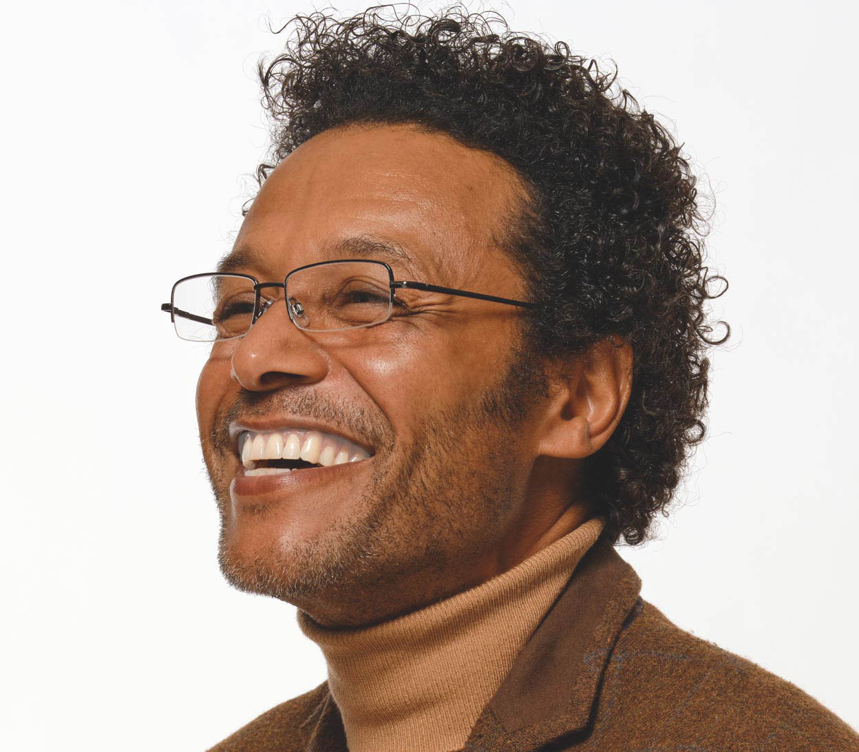 Male model wearing Westport (Gunmetal) classic semi-rimless reading glasses with slim rectangular lenses and gunmetal frame.